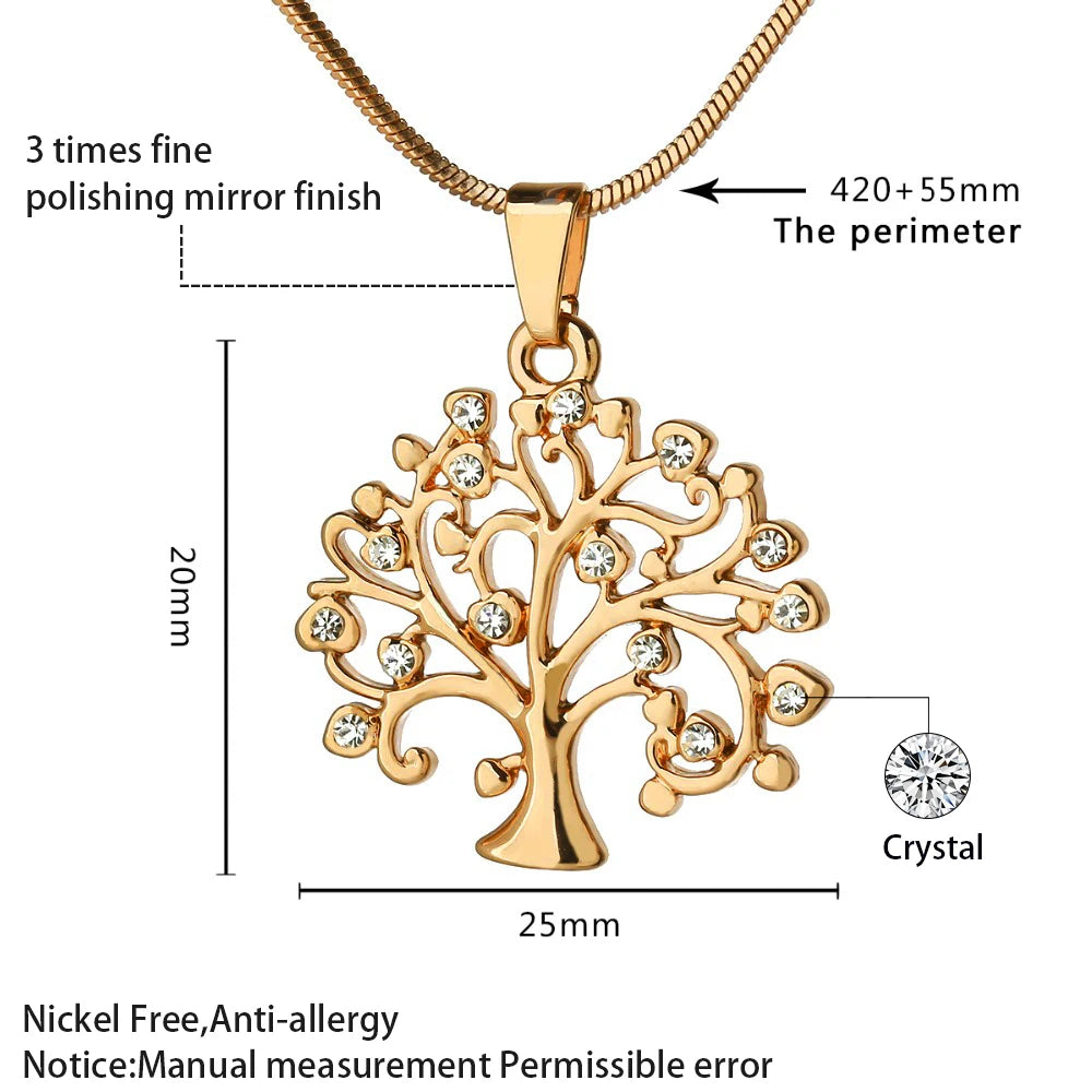 Rhinestone Tree of Life Choker - 2020 Trend Rose Gold Statement