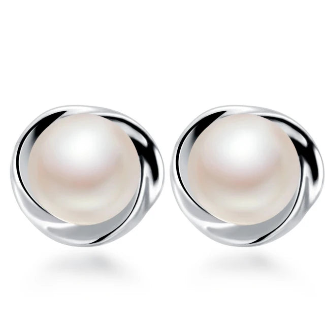 925 Silver AAAA Freshwater Pearl Stud Earrings - Genuine