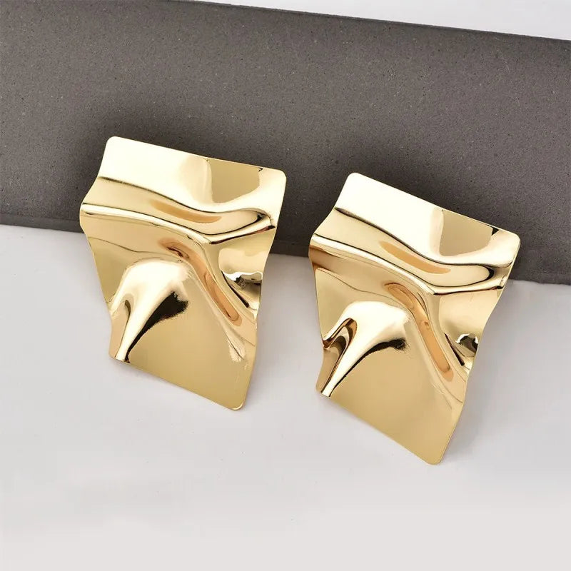 Geometric Irregular Fold Stud Earrings - Big Statement