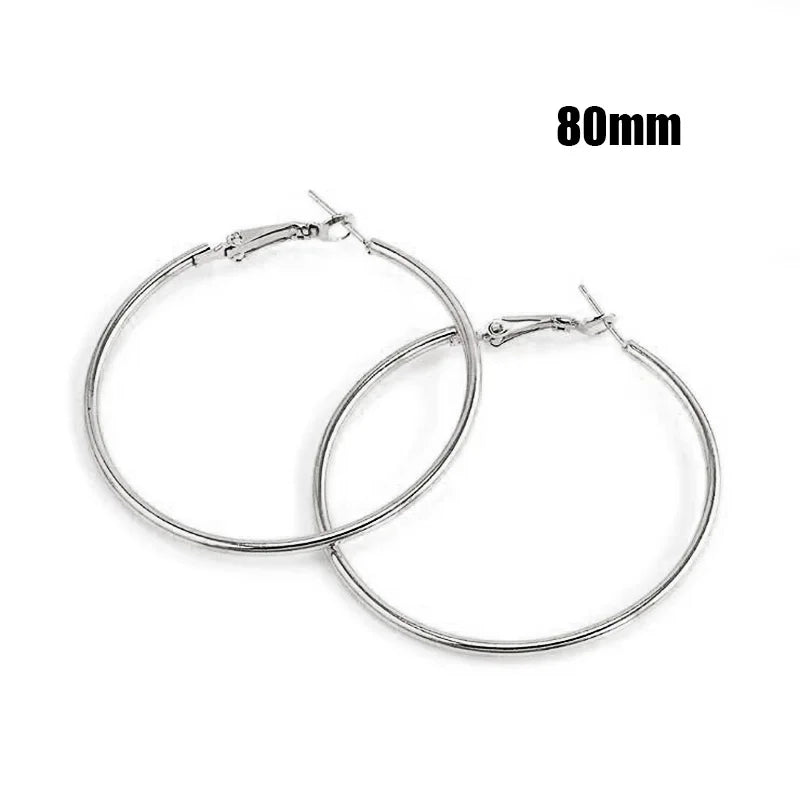 Large Hoop Earrings - 40mm 60mm 80mm Big Circle