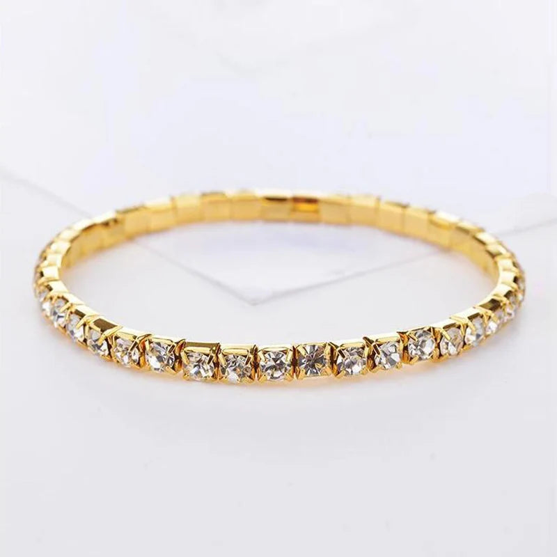 Fashion Crystal Elastic Bracelet - Gold Color Wedding