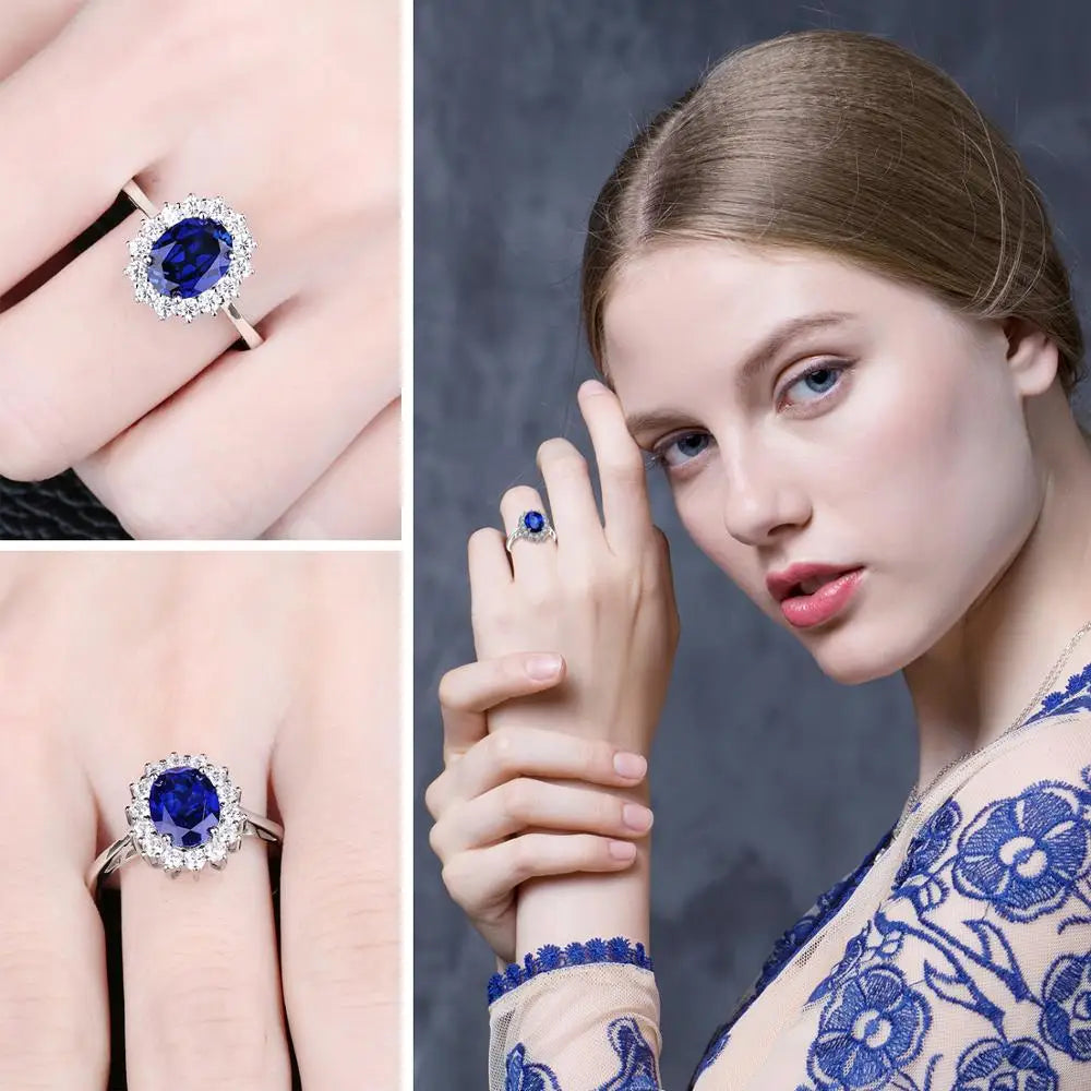 JewelryPalace Princess Diana Ring - Blue Sapphire 925 Silver
