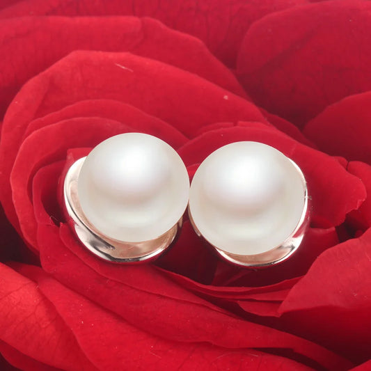 925 Silver AAAA Freshwater Pearl Stud Earrings - Genuine