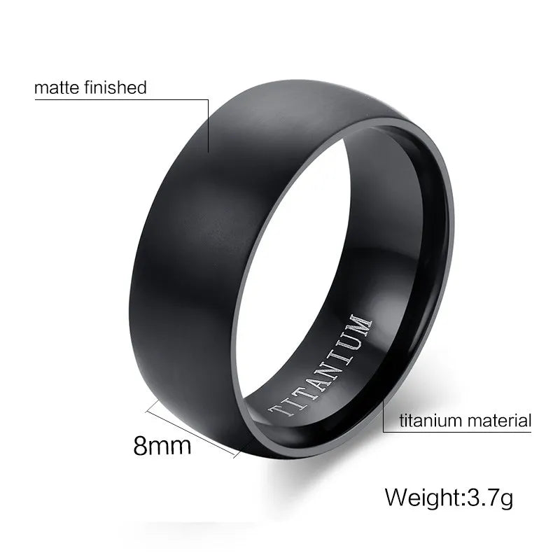 Black Titanium Steel Ring - Matte Classic Band
