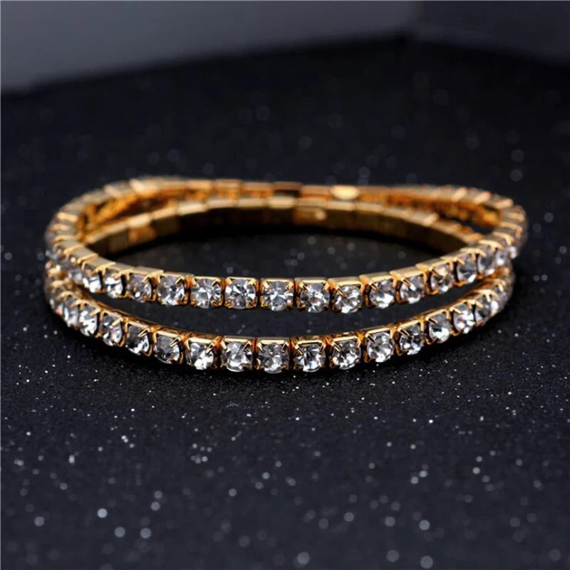 Fashion Crystal Elastic Bracelet - Gold Color Wedding