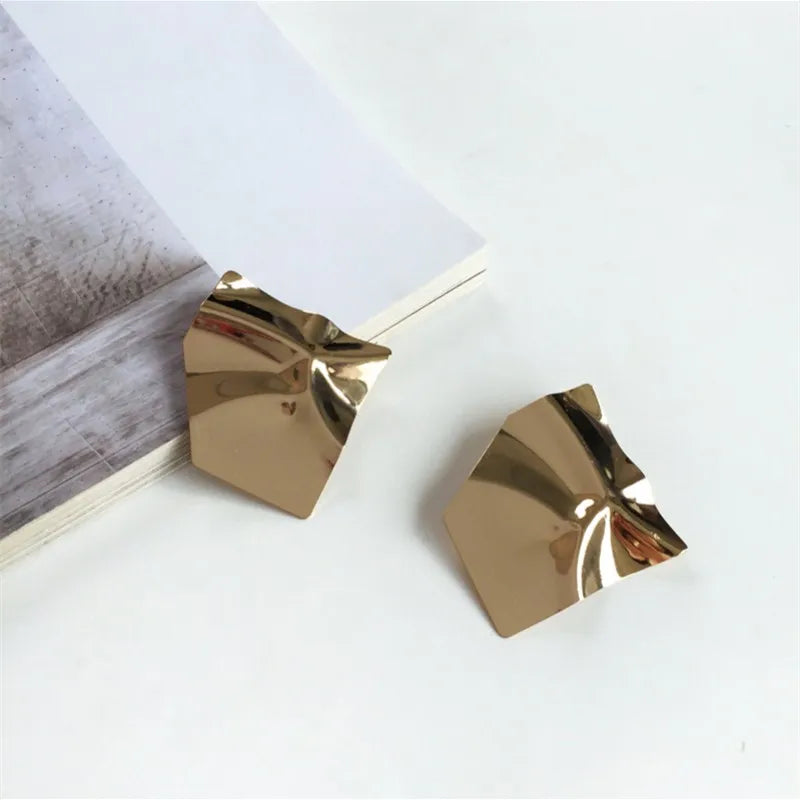 Geometric Irregular Fold Stud Earrings - Big Statement