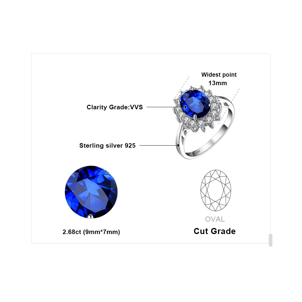 JewelryPalace Princess Diana Ring - Blue Sapphire 925 Silver