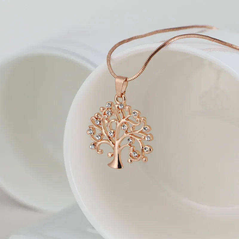 Rhinestone Tree of Life Choker - 2020 Trend Rose Gold Statement