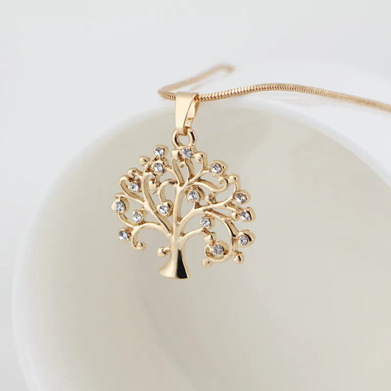 Rhinestone Tree of Life Choker - 2020 Trend Rose Gold Statement