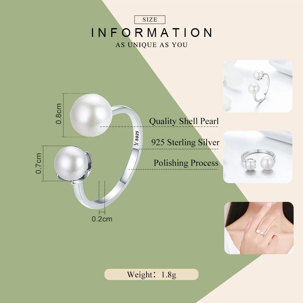 WOSTU 925 Silver Freshwater Pearl Ring - Cultured Elegance