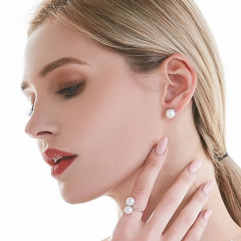 925 Silver AAAA Freshwater Pearl Stud Earrings - Genuine