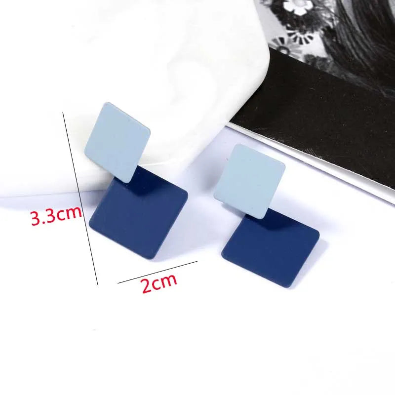 Blue Geometric Earrings - 2024 Bohemian Flower Butterfly