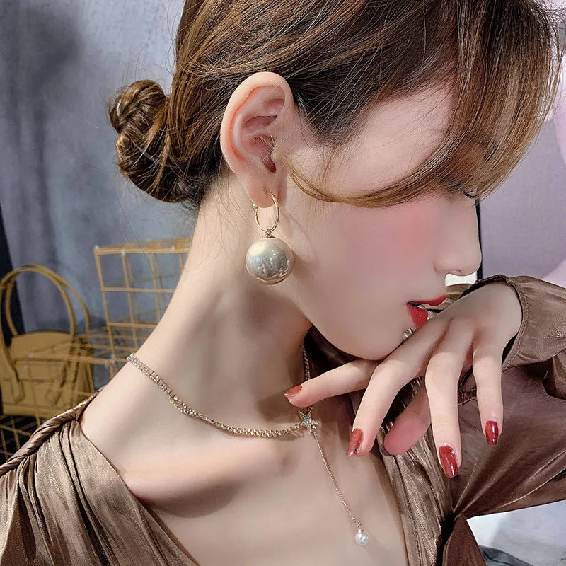 Korean Geometric Big Pearl Earrings - 2022 Trend Simple