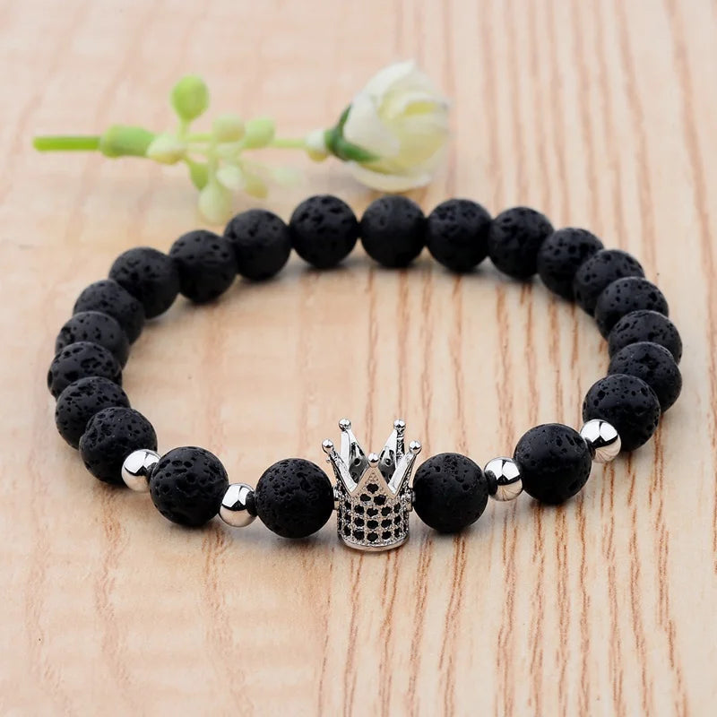 Luxury Natural Stone Yoga Bracelet - Micro Pave CZ Ball Matte