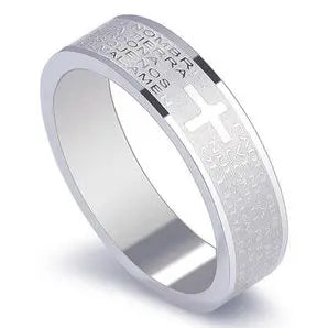 Christian Cross Bible Ring - Titanium Steel Engraved
