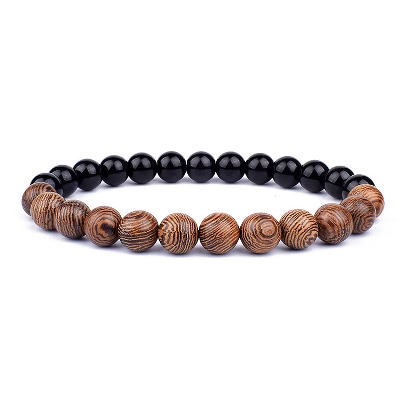 Volcanic Stone Lava Bracelet - 8mm Tibetan Buddha Beads