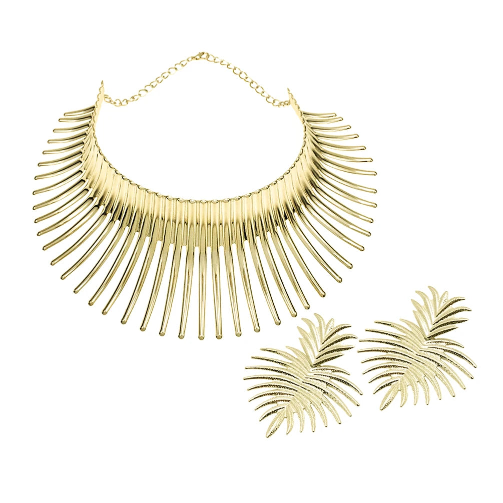 KDLUN Africa Jewelry Set - Gold Torque Choker Necklace Earrings