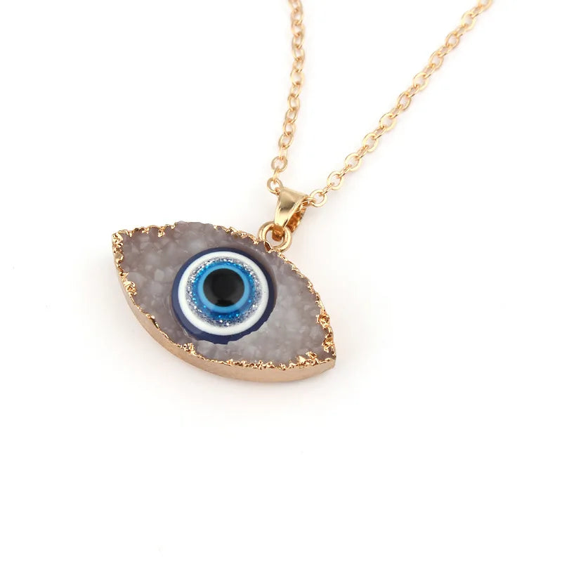 Vintage Turkish Evil Eye Necklace - Boho Statement Clavicle