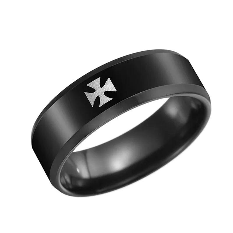 Christian Cross Bible Ring - Titanium Steel Engraved