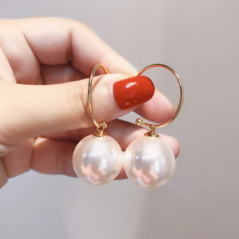 Korean Geometric Big Pearl Earrings - 2022 Trend Simple