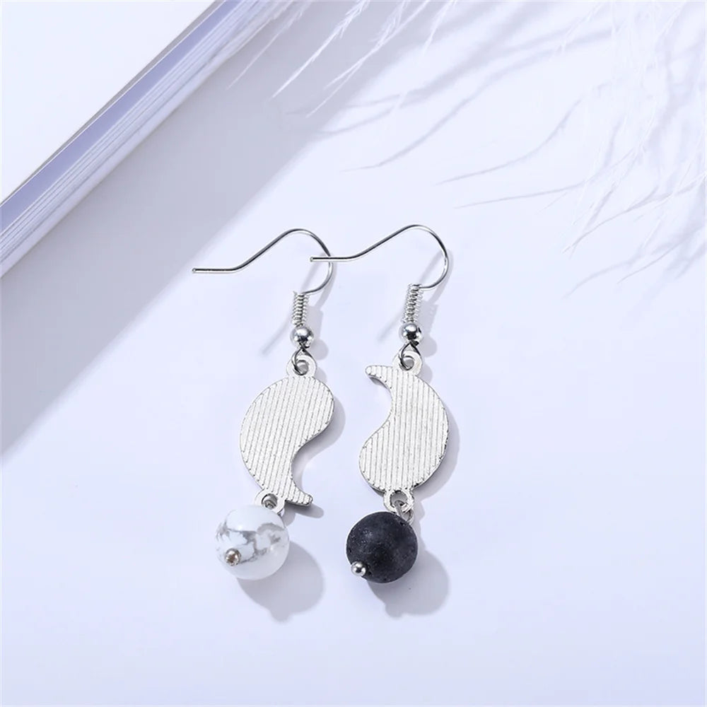 Pearl Yin Yang Tai Chi Stud Earrings - Chinese Style