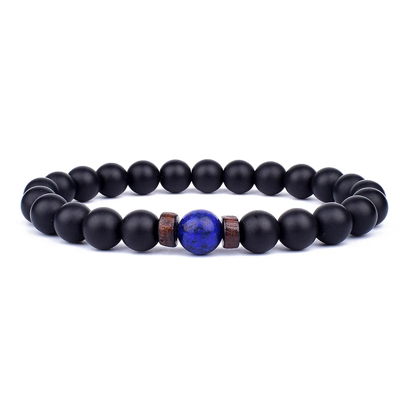 Volcanic Stone Lava Bracelet - 8mm Tibetan Buddha Beads