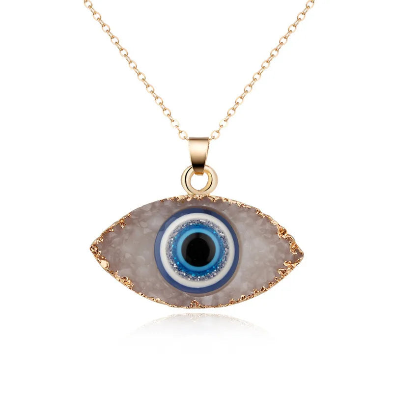 Vintage Turkish Evil Eye Necklace - Boho Statement Clavicle