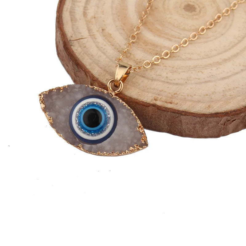Vintage Turkish Evil Eye Necklace - Boho Statement Clavicle