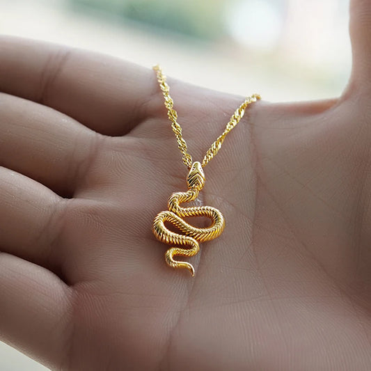 Goth Snake Pendant Necklace - 2024 Trend Aesthetic Gold
