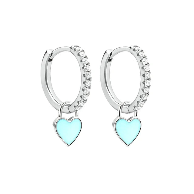 Aide Candy Neon Heart Hoop Earrings - Cute Enamel Charm