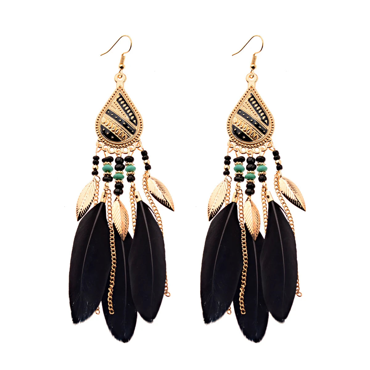 Dream Catcher Feather Earrings - Handmade Boho Tassel