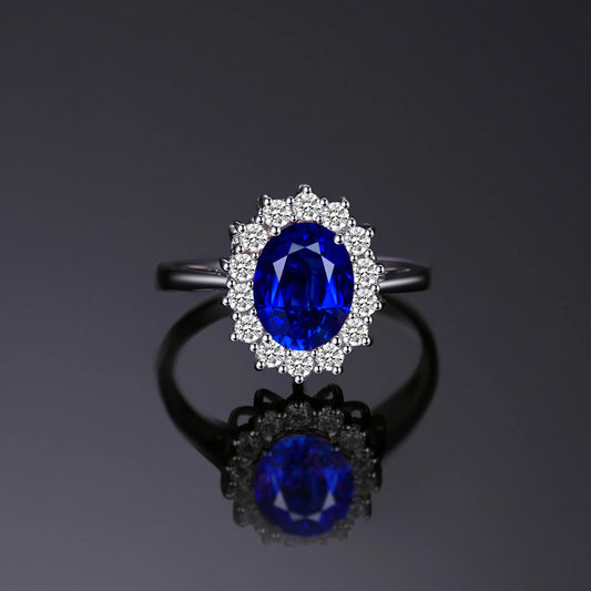 JewelryPalace Princess Diana Ring - Blue Sapphire 925 Silver