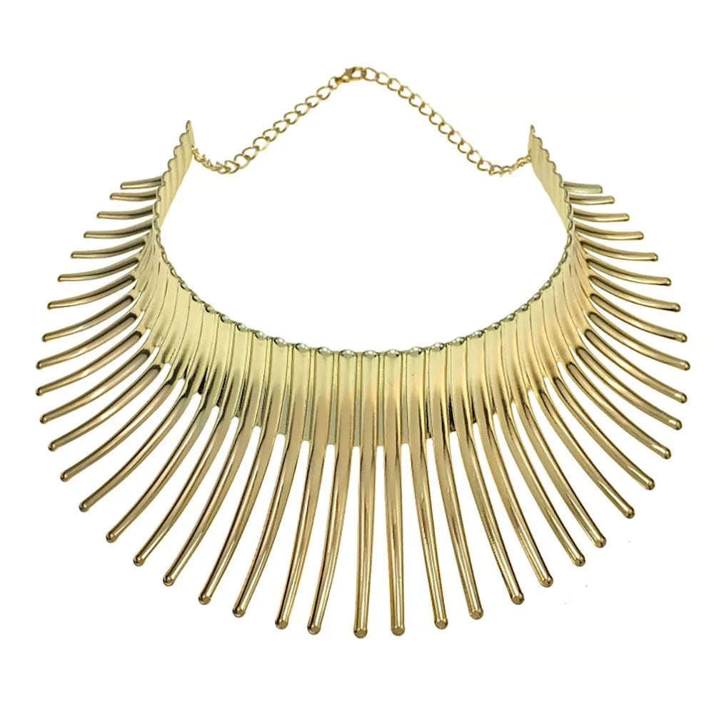 KDLUN Africa Jewelry Set - Gold Torque Choker Necklace Earrings