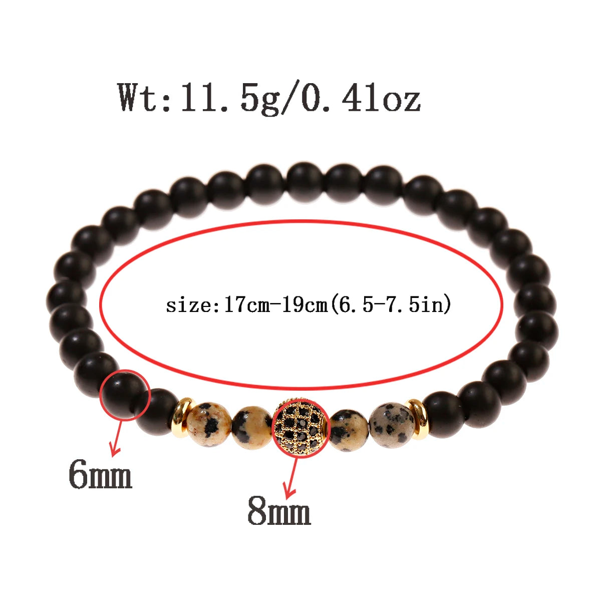 Luxury Natural Stone Yoga Bracelet - Micro Pave CZ Ball Matte