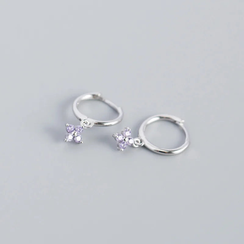 925 Silver Floral Sweet Earrings - Temperament Zircon