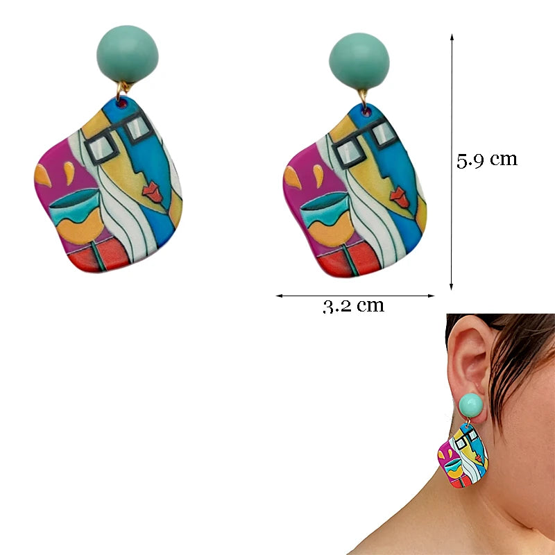 Colorful Y2K Dangle Earrings - Resin Fashion Accessories