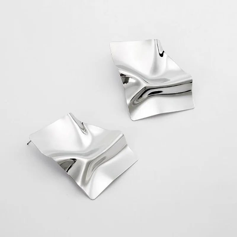 Geometric Irregular Fold Stud Earrings - Big Statement