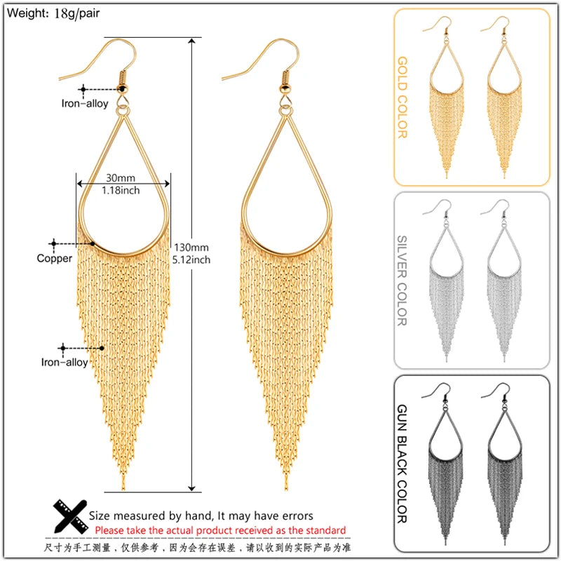 Baroque Long Tassel Earrings - Big Water Drop Wedding