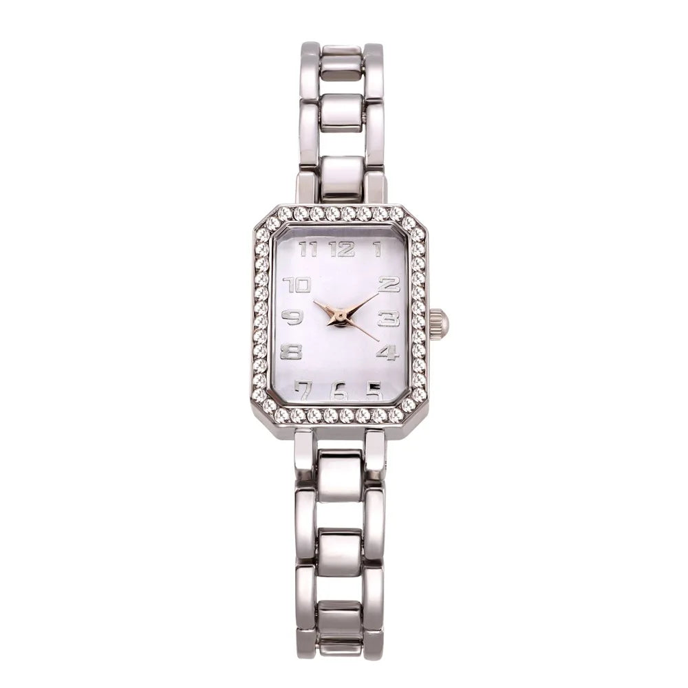 2025 Luxury Women's Watch - Square Full Diamond Gold Quartz