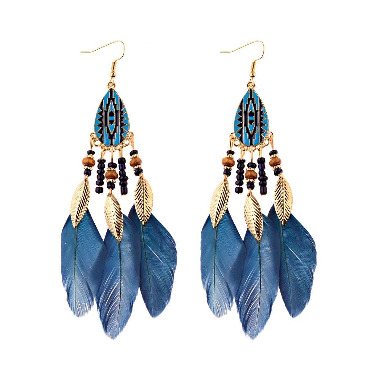 Dream Catcher Feather Earrings - Handmade Boho Tassel