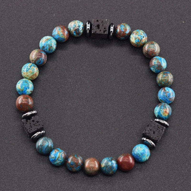 Retro Black Volcanic Bracelet - Frosted Onyx Lava Beads