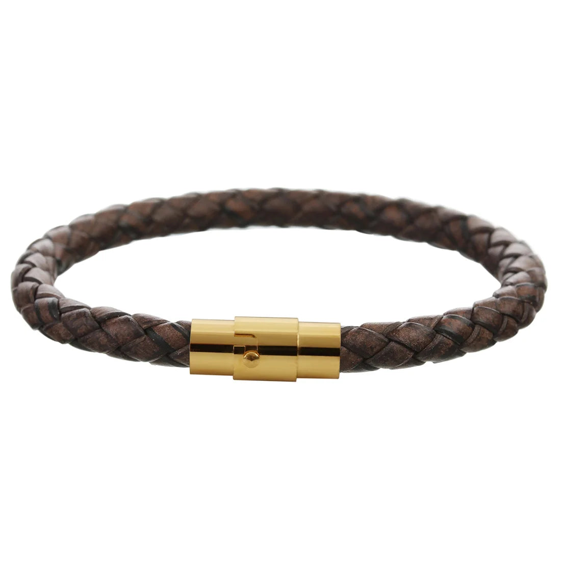 Woven Leather Rope Bracelet - Vintage Magnetic Buckle Men's