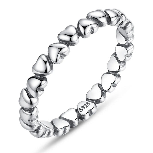 BAMOER 925 Silver Forever Love Heart Ring - Korean Style