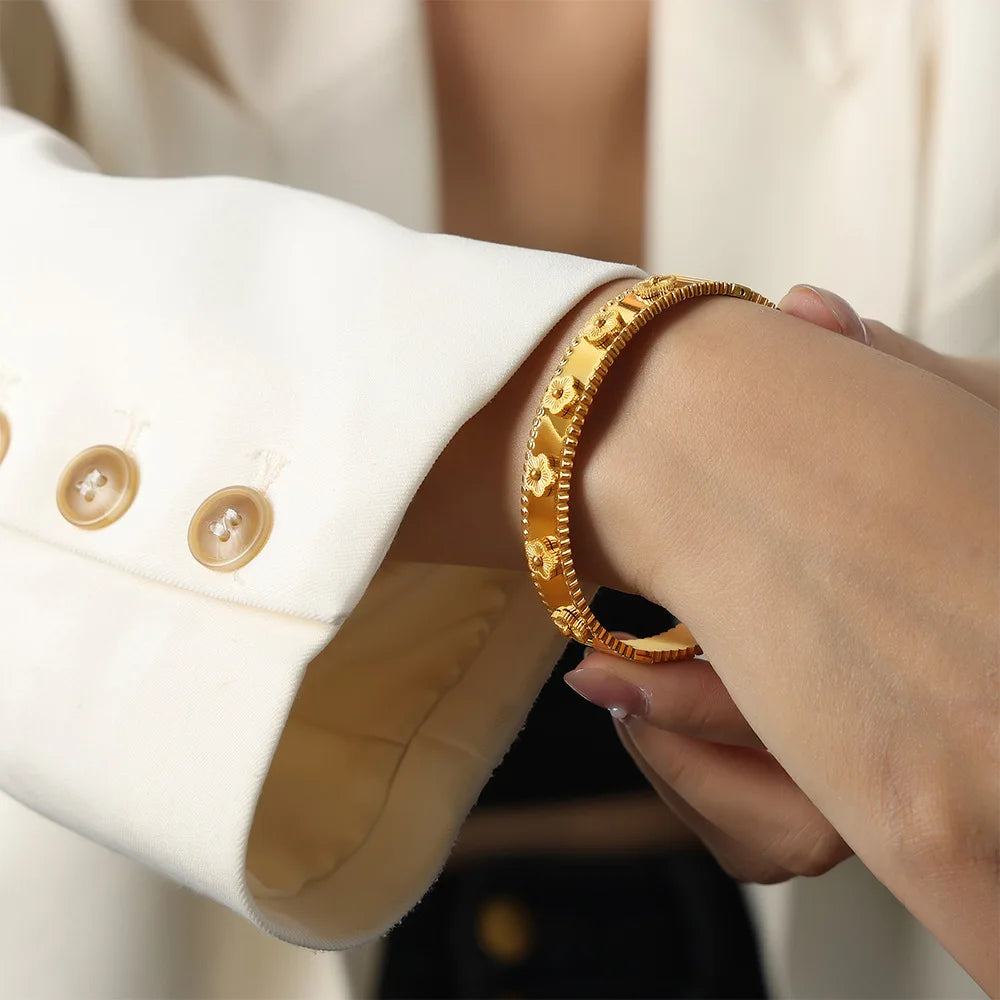 8-Piece Stainless Steel Bracelet Set - Rhinestone Elegant