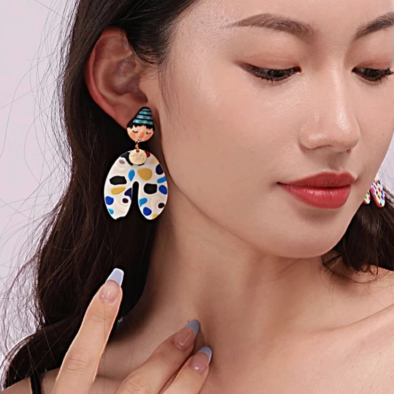 Colorful Y2K Dangle Earrings - Resin Fashion Accessories