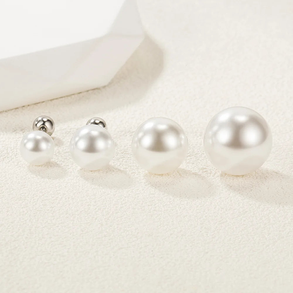 925 Silver Freshwater Pearl Stud Earrings - 6mm 8mm 10mm 12mm