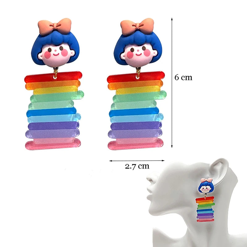 Colorful Y2K Dangle Earrings - Resin Fashion Accessories