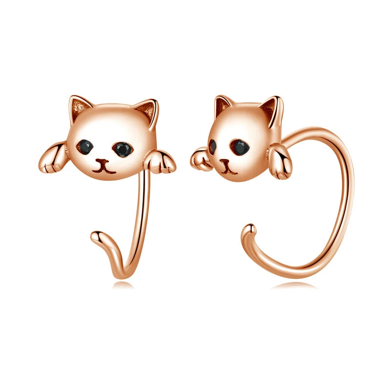 BAMOER 925 Silver Cat Tail Stud Earrings - 4 Colors