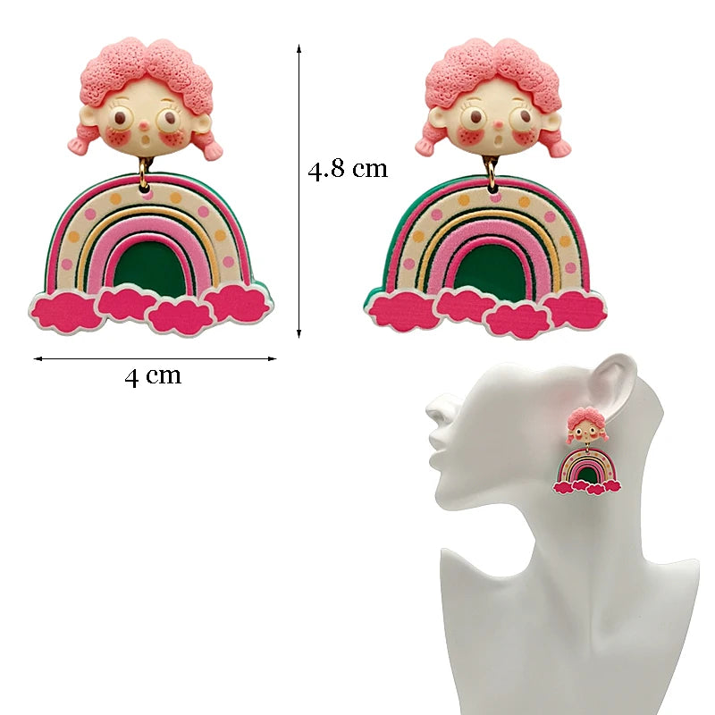 Colorful Y2K Dangle Earrings - Resin Fashion Accessories