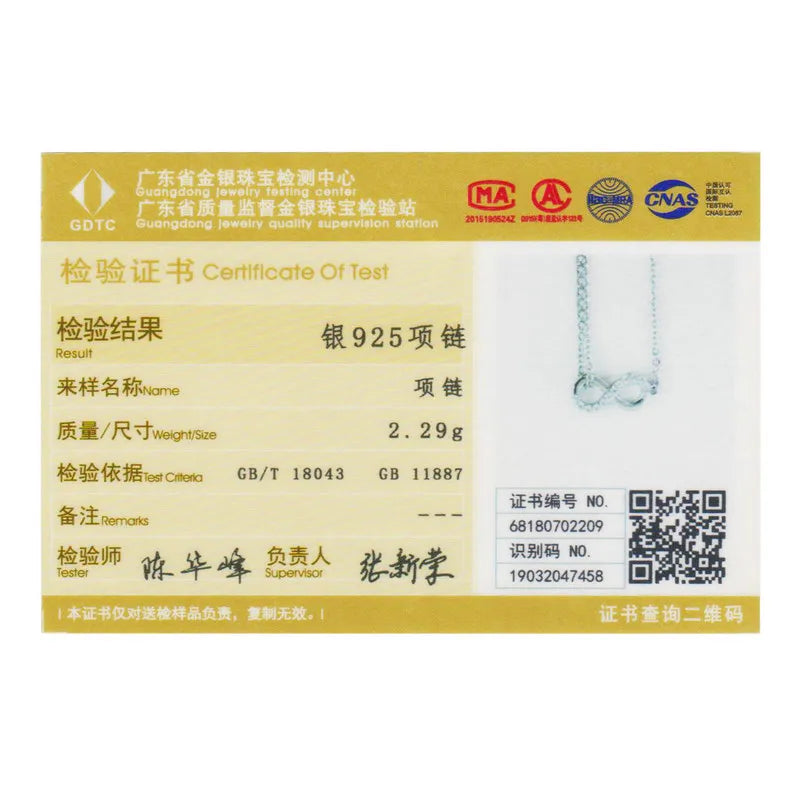 BAMOER 925 Silver Infinity Love Necklace - Forever Pendant